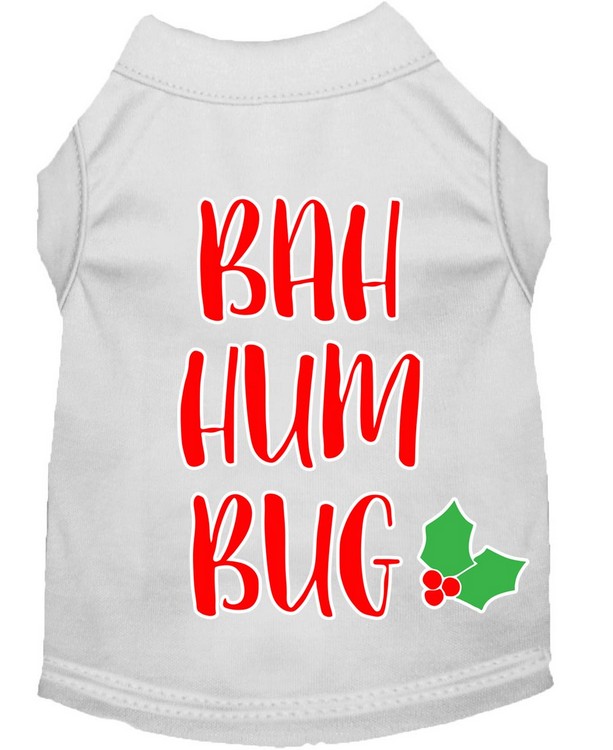 Bah Humbug Screen Print Dog Shirt White XS